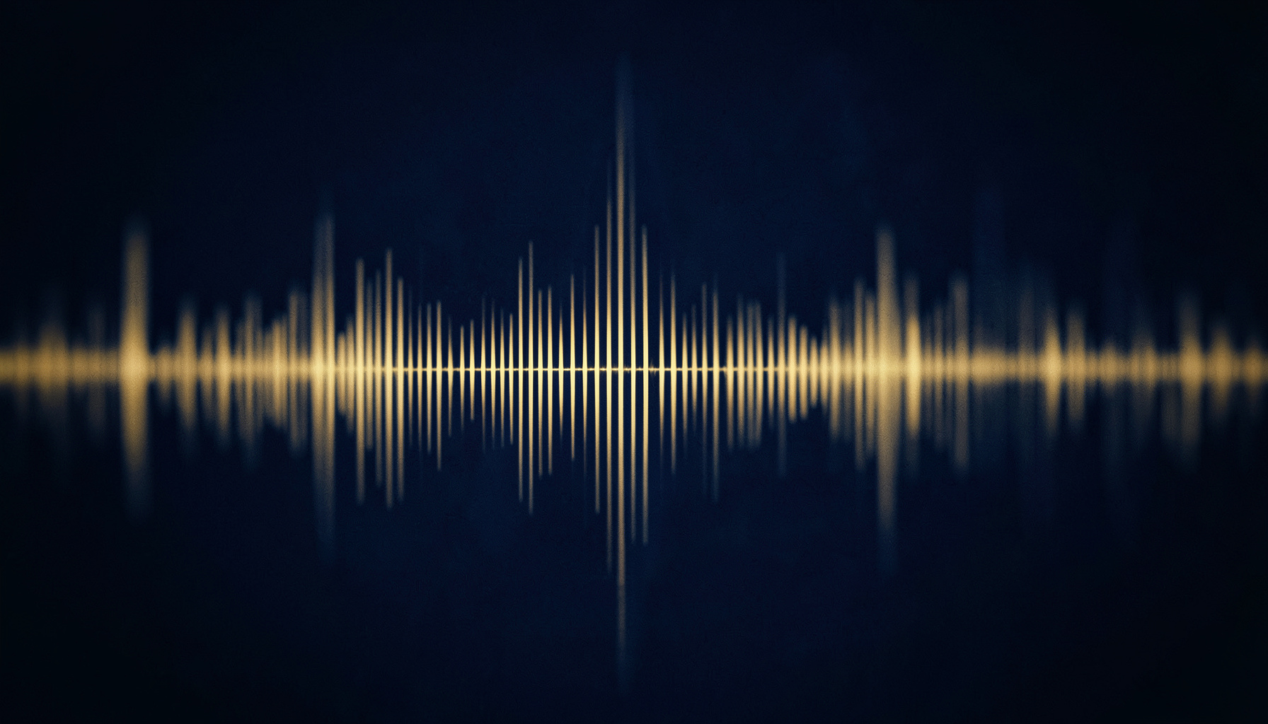Deep navy blue and soft gold abstract soundwave pattern against a dark background